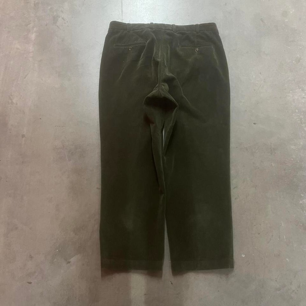 Vintage Brooks brothers Hudson green men corduroy pleated chino pants loose 38